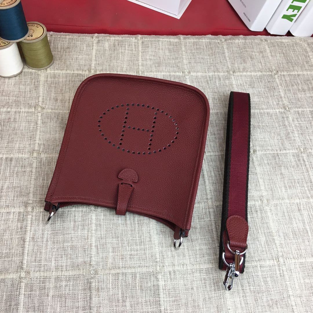 에르메스 미니 에블린16 쿠슈벨 보르도 은장